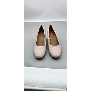 Clarks Unstructured Un Cosmo Step Blush Pink Leather Block Heel Pumps Womens 8 M